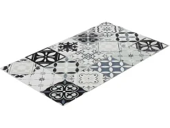 OZAIA Keukenaccessoire En -Opbergruimte-Keukentapijt Van Vinyl Met Vloertegelmotief Mosai - 49,5 X 83 Cm - Zwart En Wit