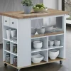 Vente-unique Keukenmeubel-Keukentrolley Hannae - 2 Laden En 1 Plank - Hevea - Wit & Eiken