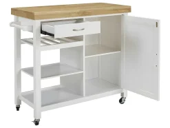 Vente-unique Keukenmeubel-Keukentrolley Skyler Op Wieltjes - 1 Deur & 1 Lade - Hevea