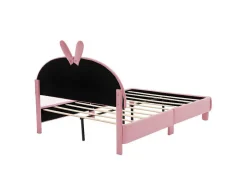 ModernLuxe Fluwelen Bed-Kinderbed Bekleed Met Fluweel 140X200Cm - Met Lattenbodem - Roze