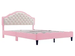 ModernLuxe Kinderbed-Kinderbed 140X200Cm Met Gewatteerde Rugleuning In Kunstleer - Lattenbodem - Roze