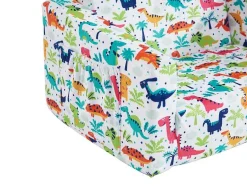 Vente-unique Uitklapbare Fauteuil-Kinderfauteuil Van Fluweel Met Dinosaurus Motieven - Wit - Almagro