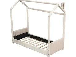 ModernLuxe Fluwelen Bed-Kinderhutbed 90X200Cm In Fluweel - Lattenbodem - Beige