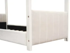 ModernLuxe Fluwelen Bed-Kinderhutbed 90X200Cm In Fluweel - Lattenbodem - Beige