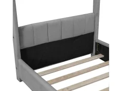 ModernLuxe Fluwelen Bed-Kinderhutbed 90X200Cm In Fluweel - Lattenbodem - Grijs