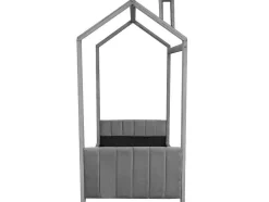 ModernLuxe Fluwelen Bed-Kinderhutbed 90X200Cm In Fluweel - Lattenbodem - Grijs