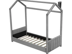 ModernLuxe Fluwelen Bed-Kinderhutbed 90X200Cm In Fluweel - Lattenbodem - Grijs