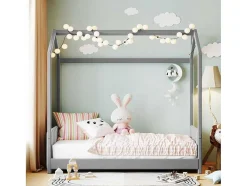 ModernLuxe Fluwelen Bed-Kinderhutbed 90X200Cm In Fluweel - Lattenbodem - Grijs