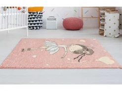 OZAIA Kindervloerkleed-Kindertapijt Ballerina - Polypropyleen - 100 X 150 Cm - Roze En Beige