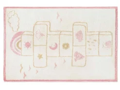 OZAIA Kindervloerkleed-Kindertapijt Hinkelbaan Funny - Polypropyleen - 100 X 150 Cm - Beige En Roze