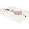 OZAIA Kindervloerkleed-Kindertapijt Met Feeenmotief Ariel - Afwerking In Goudkleurige Lurexdraad - 120 X 170 Cm - Ecru En Roze