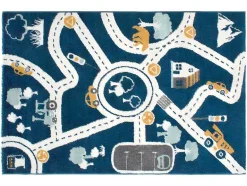 OZAIA Kindervloerkleed-Kindertapijt Roady - Polypropyleen - 100 X 150 Cm - Blauw, Beige En Geel