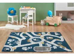 OZAIA Kindervloerkleed-Kindertapijt Roady - Polypropyleen - 100 X 150 Cm - Blauw, Beige En Geel