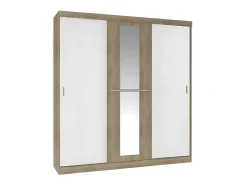 Vente-unique Kledingkast-Kledingkast - 3 Schuifdeuren - Met Spiegel - L205Cm - Naturel En Beige - Didda Ii