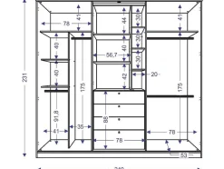 Vente-unique Kledingkast-Kledingkast - Schuifdeuren - Spiegel En Lades - L 240 Cm - Wit - Bodil