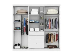 Vente-unique Kledingkast-Kledingkast - Schuifdeuren - Spiegel En Lades - L 240 Cm - Wit - Bodil