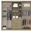 Vente-unique Kledingkast-Kledingkast - Schuifdeuren - Spiegel En Laden - L240 Cm - Naturel En Ivoorkleur - Bodil Ii