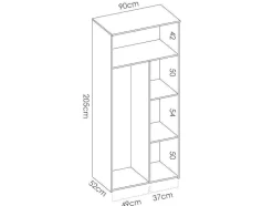 Vente-unique Kindermeubel-Kledingkast Sonia - 2 Deuren - L95 Cm - Kleuren: Eiken En Wit