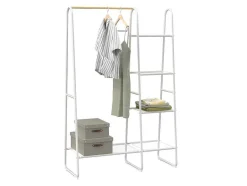 Vente-unique Kleine Opberger En Slaapkameraccessoire-Kledingrek - L100 Cm - Wit Metaal En Beukenhout - Dogu