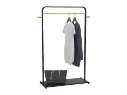Vente-unique Kleine Opberger En Slaapkameraccessoire-Kledingrek Selin - L90 Cm - Zwart Metaal En Beukenhout