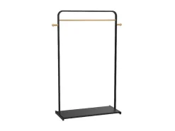 Vente-unique Kleine Opberger En Slaapkameraccessoire-Kledingrek Selin - L90 Cm - Zwart Metaal En Beukenhout