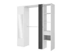 Vente-unique Kledingkast-Kleerkast Met Gordijn En 1 Deur - Met Spiegel - L177 Cm - Wit En Grijs - Bertrand