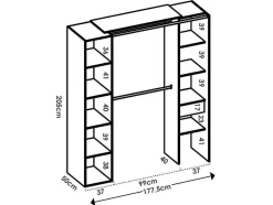 Vente-unique Kledingkast-Kleerkast Met Gordijn En 1 Deur - Met Spiegel - L177 Cm - Wit En Grijs - Bertrand