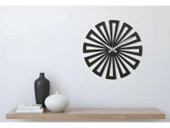 EPIKASA Wandklok-Klok Geometrisch 6, Zwart, Zilver, 50X1,5X50 Cm,