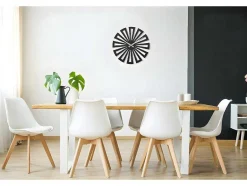 EPIKASA Wandklok-Klok Geometrisch 6, Zwart, Zilver, 50X1,5X50 Cm,