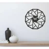 EPIKASA Wandklok-Klok Geometrisch 7, Zwart, Zilver, 50X1,5X50 Cm,