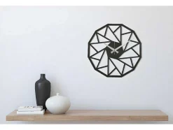 EPIKASA Wandklok-Klok Geometrisch 7, Zwart, Zilver, 50X1,5X50 Cm,