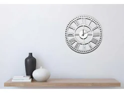 EPIKASA Wandklok-Klok Vintage 5, Wit, Zwart, 50X1,5X50 Cm,