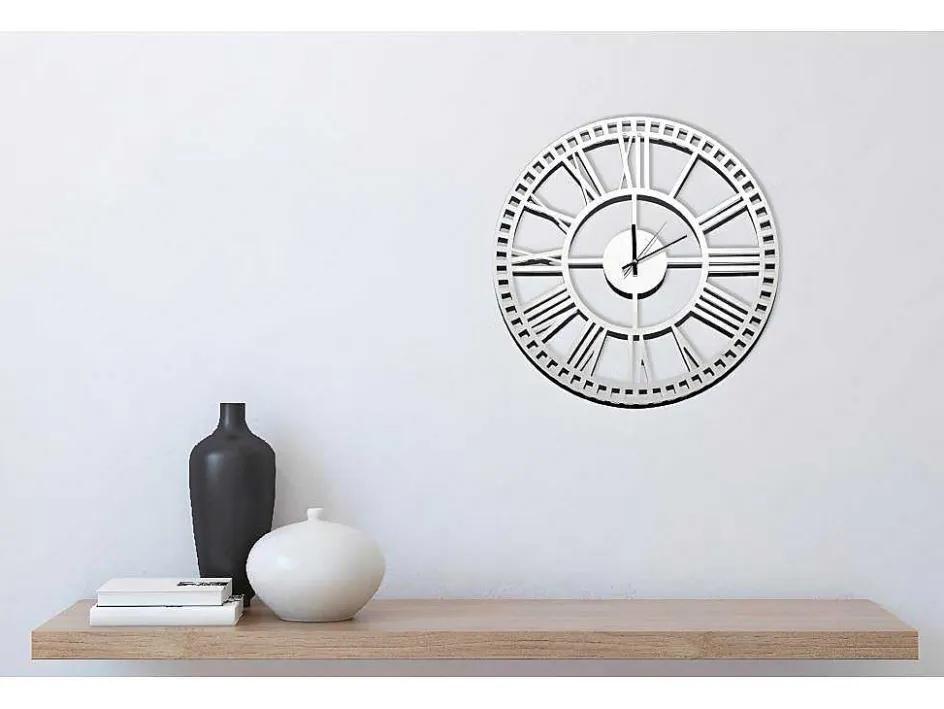 EPIKASA Wandklok-Klok Vintage 5, Wit, Zwart, 50X1,5X50 Cm,