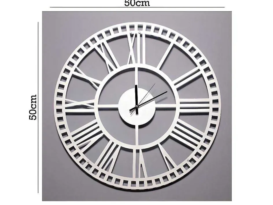 EPIKASA Wandklok-Klok Vintage 5, Wit, Zwart, 50X1,5X50 Cm,