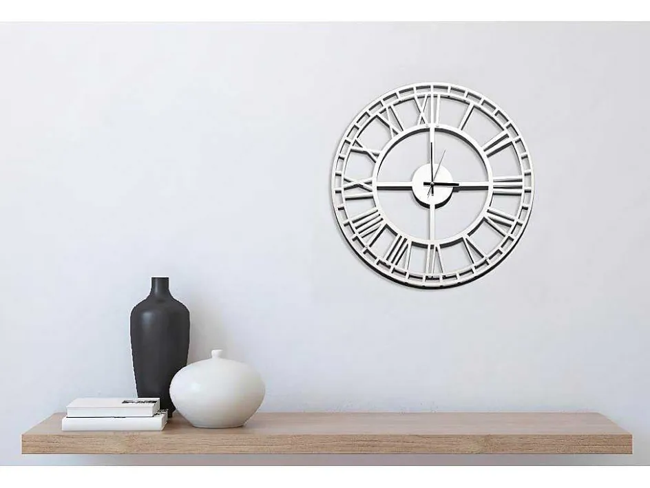 EPIKASA Wandklok-Klok Vintage 7, Wit, Zwart, 50X1,5X50 Cm,
