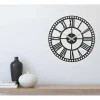 EPIKASA Wandklok-Klok Vintage 11, Zwart, Zilver, 50X1,5X50 Cm,