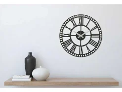EPIKASA Wandklok-Klok Vintage 11, Zwart, Zilver, 50X1,5X50 Cm,