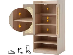 ModernLuxe Schoenenkast-Klompenkast - 2 Open Planken En 2 Verstelbare Interne Planken - Naturel