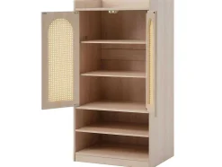 ModernLuxe Schoenenkast-Klompenkast - 2 Open Planken En 2 Verstelbare Interne Planken - Naturel