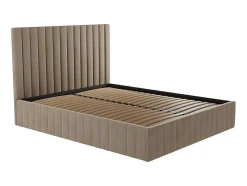 PASCAL MORABITO Fluwelen Bed-Kofferbed Met Hoofdbord Met Verticale Naden - 180 X 200 Cm - Velours - Taupe - Larali - Van