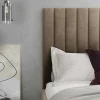 PASCAL MORABITO Fluwelen Bed-Kofferbed Met Hoofdbord Met Verticale Naden - 160 X 200 Cm - Velours - Taupe - Larali - Van