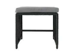 Vente-unique Kruk-Krukje Van Poly-Rattan Mcw-K35, Zwart, Kussen Lichtgrijs