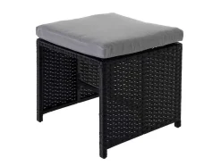 Vente-unique Kruk-Krukje Van Poly-Rattan Mcw-K35, Zwart, Kussen Lichtgrijs