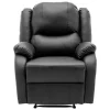 ModernLuxe Fauteuil Leer-Kunstleer Handmatig Verstelbare Relaxfauteuil Met Zijvak - Zwart