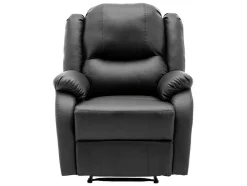 ModernLuxe Fauteuil Leer-Kunstleer Handmatig Verstelbare Relaxfauteuil Met Zijvak - Zwart