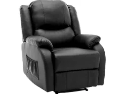 ModernLuxe Fauteuil Leer-Kunstleer Handmatig Verstelbare Relaxfauteuil Met Zijvak - Zwart