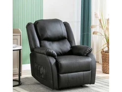 ModernLuxe Fauteuil Leer-Kunstleer Handmatig Verstelbare Relaxfauteuil Met Zijvak - Zwart