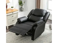 ModernLuxe Fauteuil Leer-Kunstleer Handmatig Verstelbare Relaxfauteuil Met Zijvak - Zwart