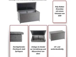 Vente-unique Tuinopslag-Kussenbox Van Polyrattan Mcw-D88 Iii, Premium Bruin, 63X135X52Cm 320L