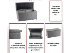 Vente-unique Tuinopslag-Kussenbox Van Polyrattan Mcw-D88 Iii, Premium Grijs, 51X115X59Cm 250L